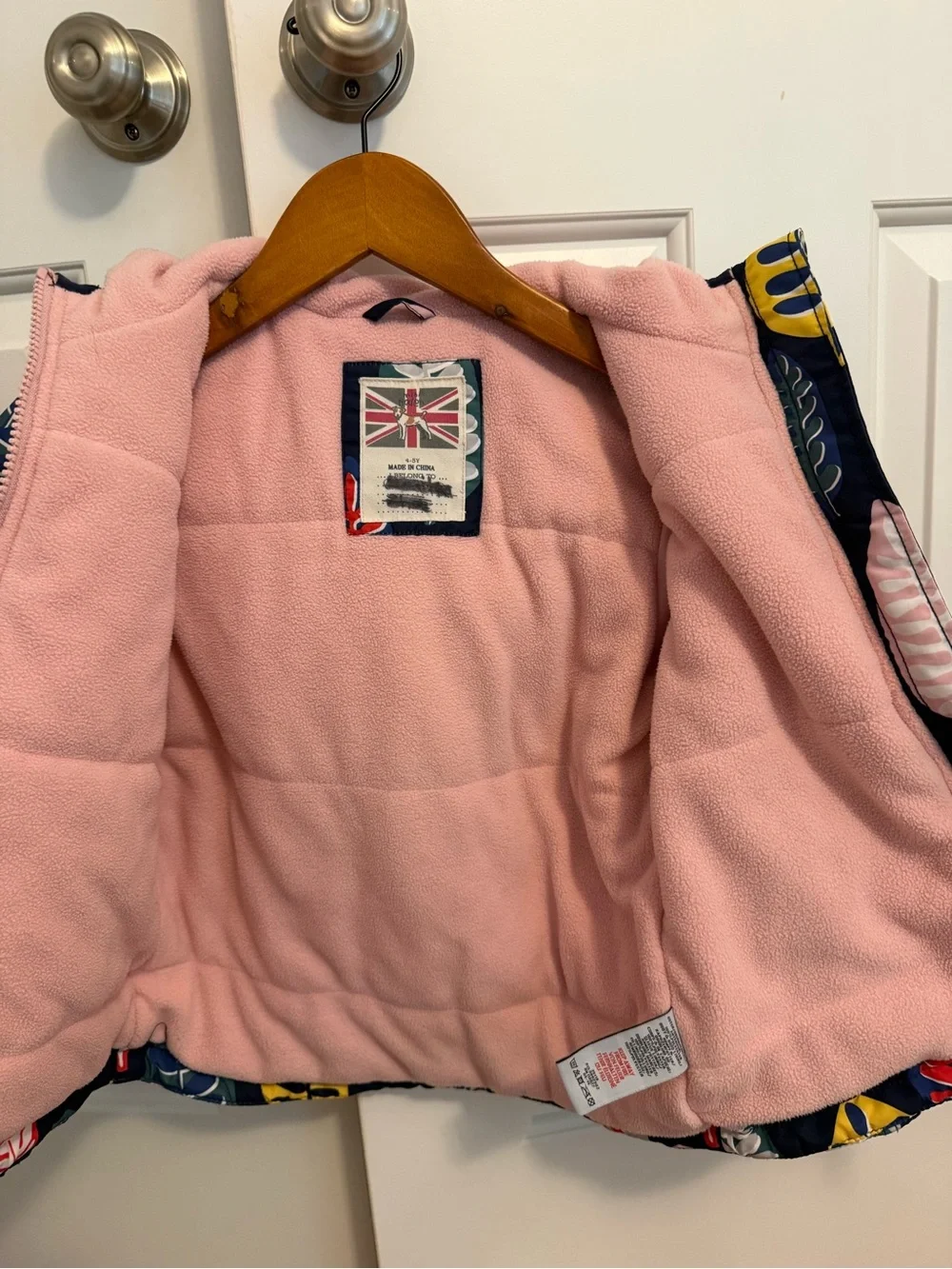 Mini Boden Fleece Lined Jacket with Leaf Pattern Size 4-5 years